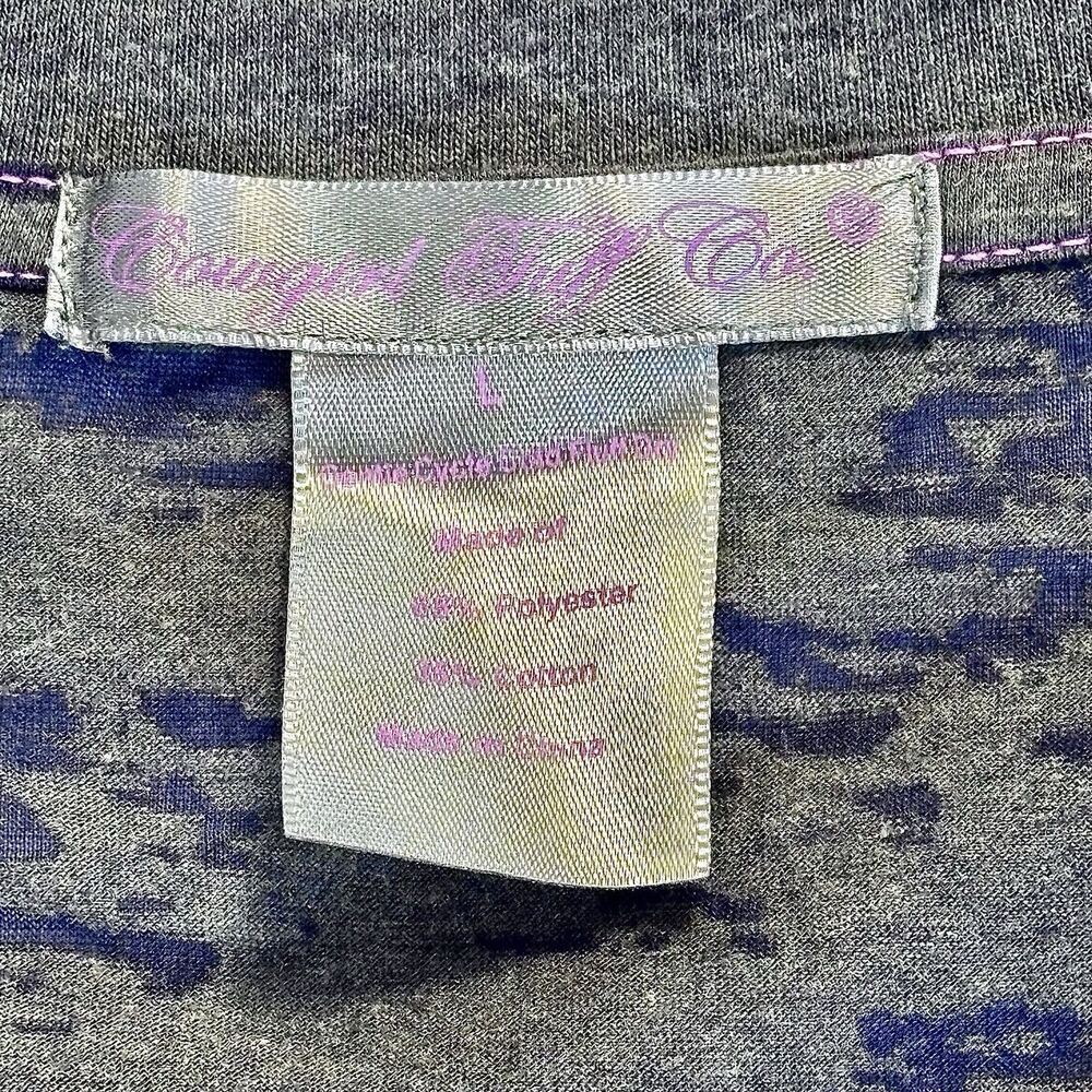 COWGIRL TUFF Long Sleeve T Shirt Green Burnout With Pink Embroidery Size L - Picture 6 of 6